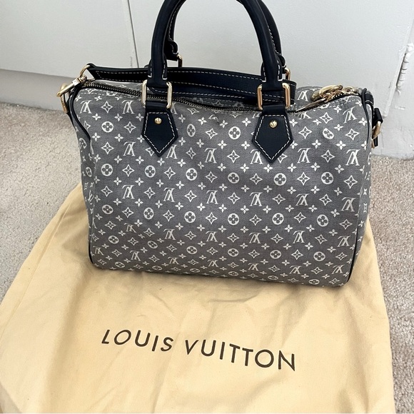 LOUIS VUITTON Idylle Encre Bandouliere Navy Blue Canvas Monogram Speedy 30 Bag - Picture 3 of 12